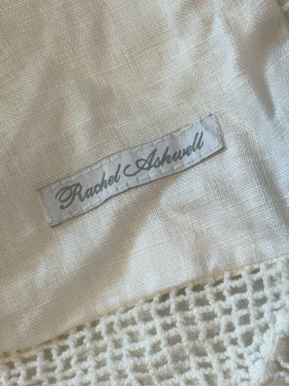 Rachel Ashwell Shabby Chic Couture Cluny Lace White Linen Duvet Cover Crochet